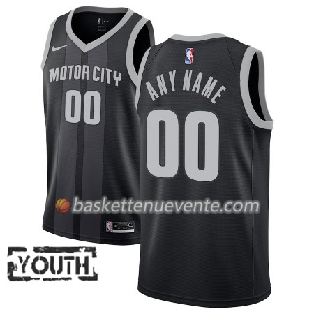 Maillot Basket Detroit Pistons Personnalisé 2018-19 Nike City Edition Noir Bleu Swingman - Enfant